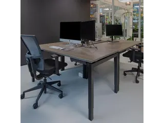 Bureaustoel 400 NPR Stof zwart, rug Wol/Mesh Grijs, Zwart voetkruis - 4