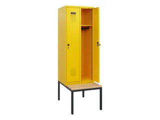 locker met bank,HxBxD 1950x600x815mm,2vak,vak B 300mm,draaigrendel - 1