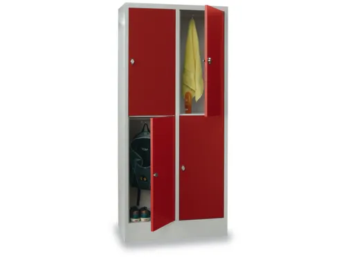 lockerkast,HxBxD 1850x800x500mm,2x2vakken,RAL7035,front RAL3000