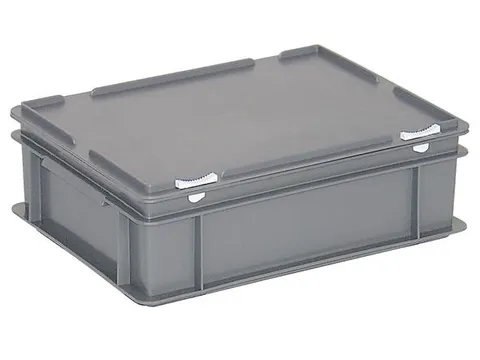 Euronorm Stapelkrat Pe Hxlxb 130X400X300Mm 11L Met Deksel Grijs