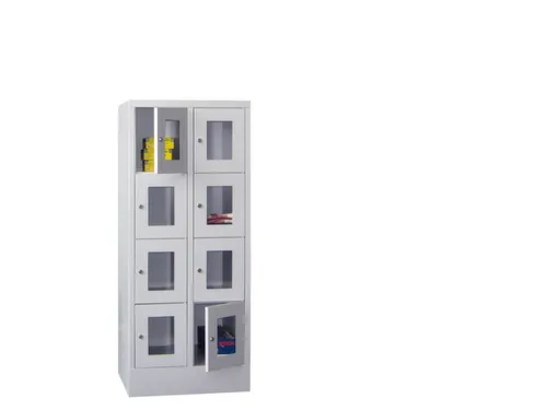 lockerkast,HxBxD 1518x600x500mm,2x4vakken,RAL7035,front RAL6011