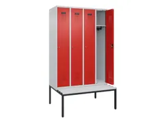 locker met bank,HxBxD 2120x1200x815mm,4vak,vak B 300mm,cilinderslot