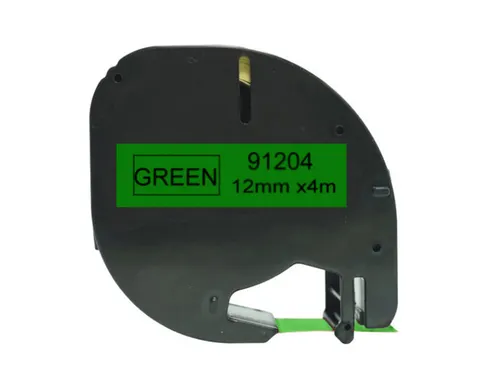 Labeltape Dymo Compatible Letratag 91204 12mm Zwart Op Groen