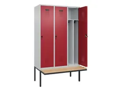 locker met bank,voor scheiding van kleding,HxBxD 2120x1200x815mm,3vak
