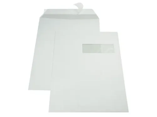Zak Akte Envelop C4 229x324mm Venster Rechts Strip Naturel wit