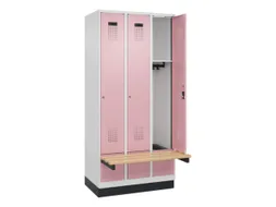 locker met bank,HxBxD 1950x900x815mm,3vak,vak B 300mm,cilinderslot