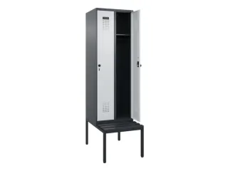 locker met bank,HxBxD 2120x600x815mm,2vak,vak B 300mm,draaigrendel - 1