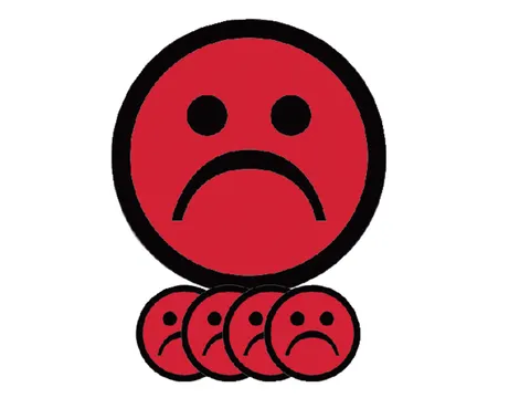 Magneet smiley 50mm emotie bedroefd rood 5 stuks