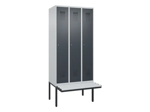 locker met bank,voor scheiding van kleding,HxBxD 2120x900x815mm,3vak