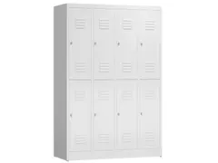 Dubbeldekse garderobekast 1800x1185x500mm 4x2vak klink RAL9003