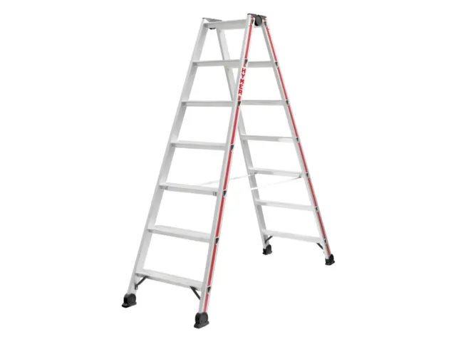 escabeau industriel,double face,2x7marches,Hauteur 1,12m,lisse L 1,79m
