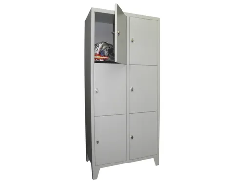 lockerkast,HxBxD 1850x800x500mm,2x3vakken,RAL7035,front RAL5012