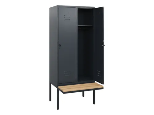 locker met bank,HxBxD 1950x800x815mm,2vak,vak B 400mm,draaigrendel