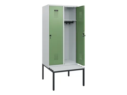 locker met bank,HxBxD 1950x800x815mm,2vak,vak B 400mm,draaigrendel