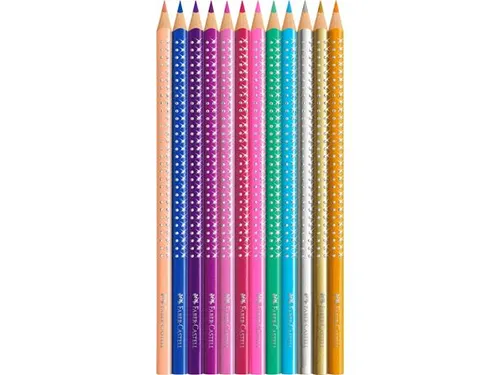 Kleurpotloden Faber-Castell Sparkle in roze blik á 12 stuks