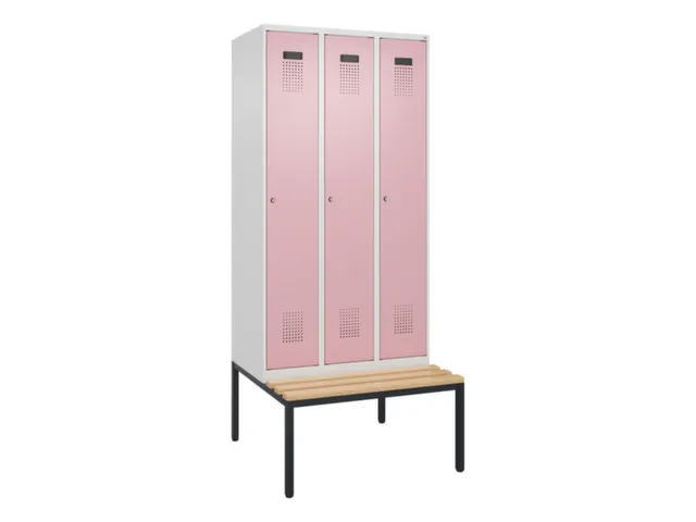 locker met bank,voor scheiding van kleding,HxBxD 2120x900x815mm,3vak