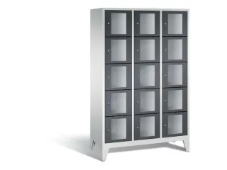 Lockerkast 1850x1200x500mm 3x5 vakken Cilinderslot Poten, RAL7021 - 2
