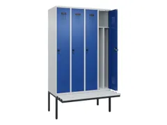 locker met bank,voor scheiding van kleding,HxBxD 2120x1200x815mm,4vak