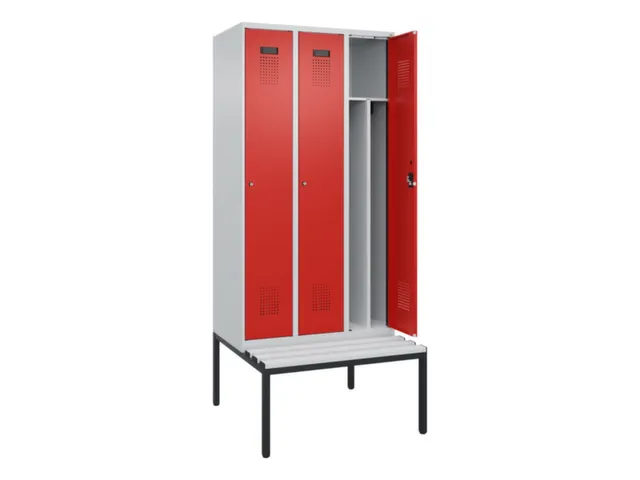locker met bank,voor scheiding van kleding,HxBxD 2120x900x815mm,3vak
