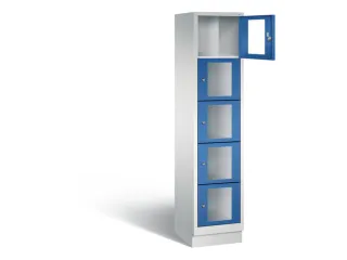 Lockerkast 1800x420x500mm 1x5 vakken Cilinderslot, Sokkel, RAL5010 - 1