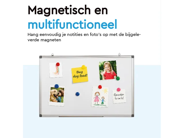 BRASQ Magnetisch Whiteboard 90x60cm Zilver met accessoire set