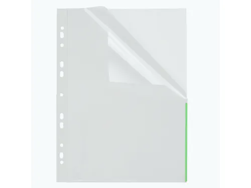 Showtas Transparant Met Groene Indexstrook En 11-Gaats Perforatierand