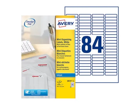 Etiket Avery J8656-25 46x11.1mm Inkjet wit 2100 stuks