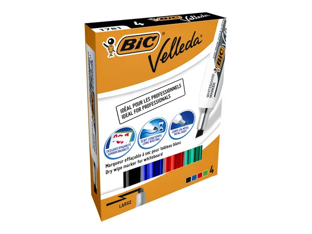 Viltstift Bic 1781 Whiteboard Schuin Assorti 3.2-5.5mm Set à 4st