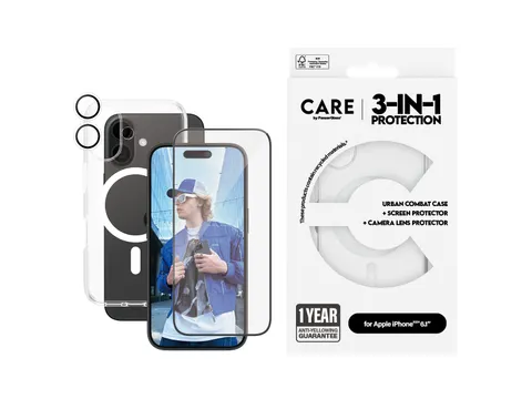 PanzerGlass | CARE by Flagship 3-in-1 Bundle iPhone 16, Apple, A