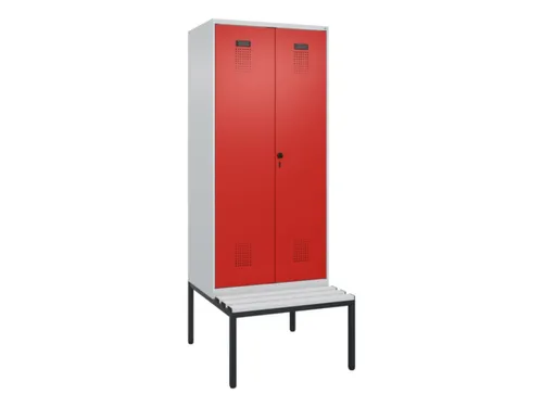 PBM-locker met bank,HxBxD 2120x800x815mm,2vak,vak B 400mm,draaigrendel