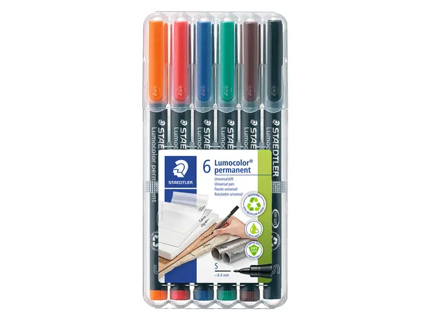 Viltstift Staedtler OHP Lumocolor 313 Super fijn 0.4mm Assorti 6 stuks