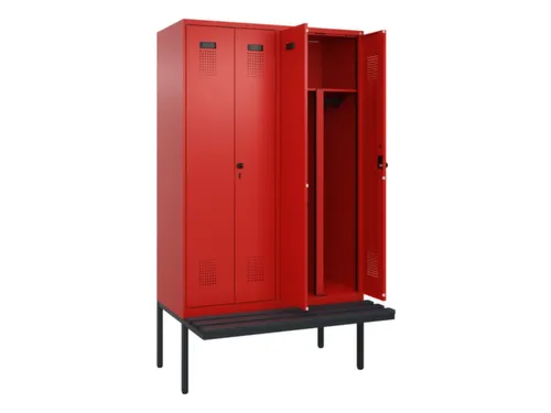 PBM-locker met bank,HxBxD 2120x1200x815mm,4vak,vak B 300mm