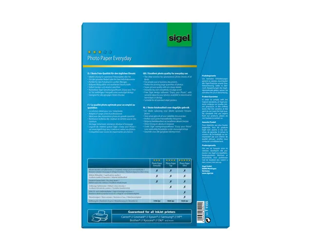 inkjetfotopapier Sigel A4 wit hoogglans 195 gram 20+20 vel gratis