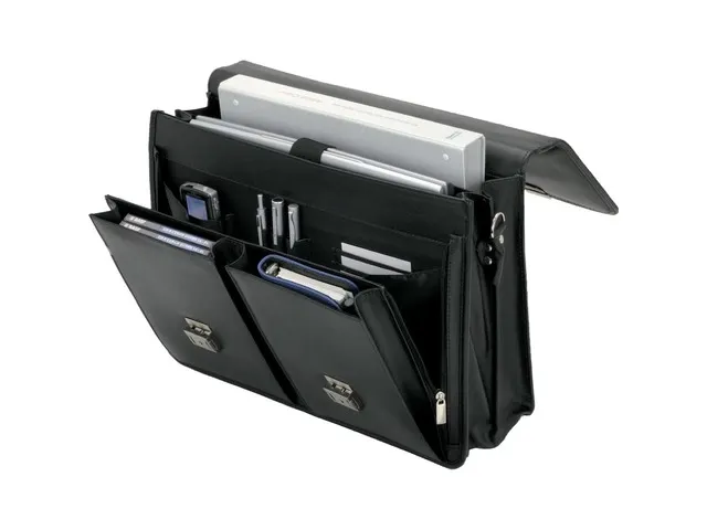 Aktetas Alassio Veneto Zwart Leder 15 inch laptop