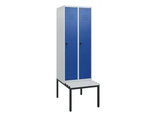 locker met bank,HxBxD 1950x600x815mm,2vak,vak B 300mm,draaigrendel - 1