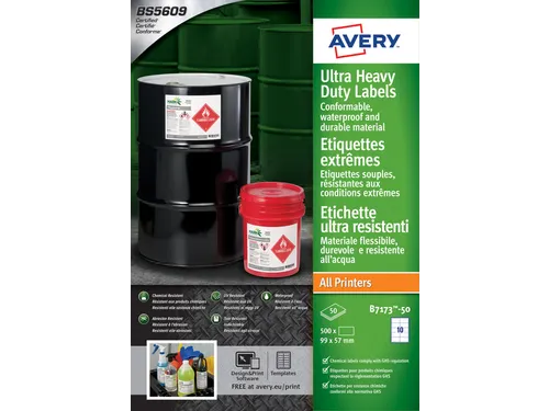 Etiket Avery B7173-50 99x57mm polyethyleen wit 500 stuks