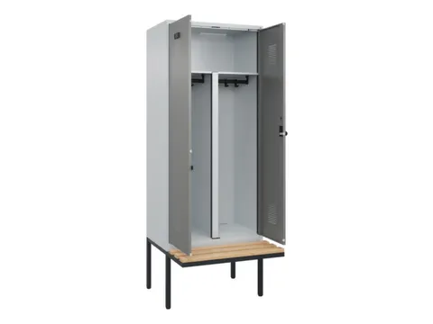 PBM-locker met bank,HxBxD 2120x800x815mm,2vak,vak B 400mm,draaigrendel