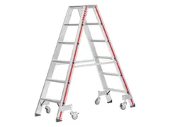 verrijdbare boktrap,beide zijden,2x6treden,Stand H 0,92m,balk L 1,53m