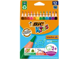 Kleurpotloden BicKids Evolution ecolutions triangle assorti 12 stuks