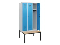 locker met bank,HxBxD 1950x900x815mm,3vak,vak B 300mm,cilinderslot