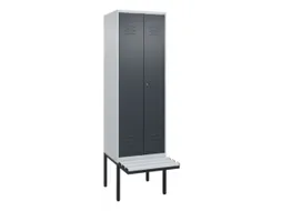 PBM-locker met bank,HxBxD 2120x600x815mm,2vak,vak B 300mm,cil.-slot