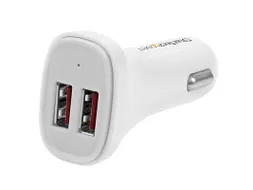 Dubbele USB autolader dual USB 24W/4.8A 2 poorts wit