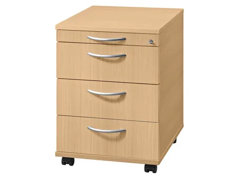 Mobiel Ladenblok Beuken 590x430x580mm Pennenlade 3laden Beugelgreep