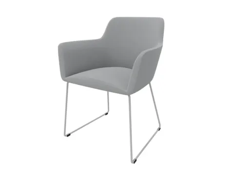 Bezoekersstoel,Sledeframe Ronde Buis Verchroomd,M. Armleuningen