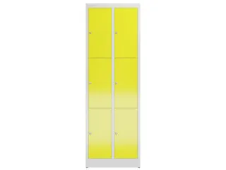 Lockerkast 1800x590x500mm 2x3 vakken cilinderslot, sokkel, RAL1018 - 2