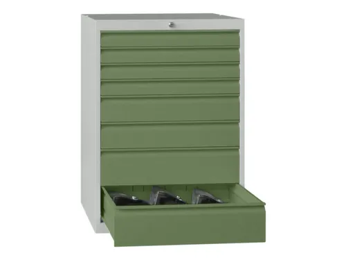 ladekast 1000x715x600mm 8laden cilinderslot RAL7035 front RAL6011