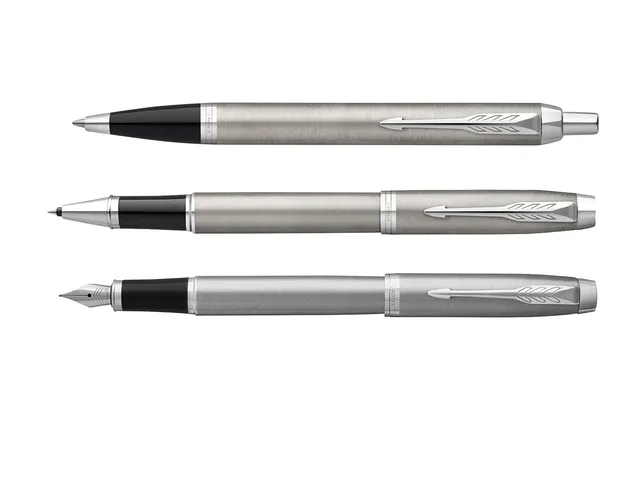 Parker IM Vulpen Stainless Steel CT Finish Fijn Blauwe inkt