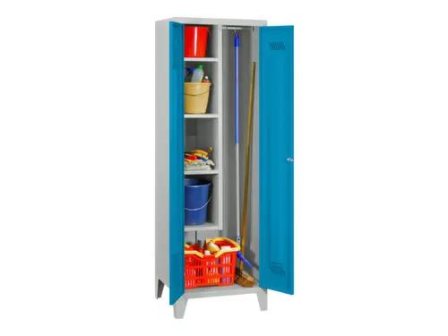 Schoonmaakkast HxBxD 1850x600x500mm Klink Poten RAL7035 Front RAL5012