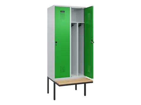 locker met bank,voor scheiding van kleding,HxBxD 2120x800x815mm,2vak