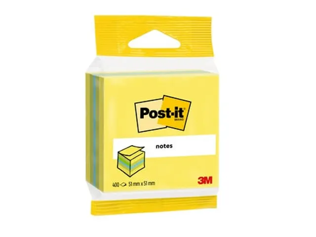 Memoblok 3M Post-it 2012L 51x51mm kubus ass kleur 400 vel